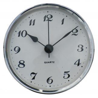 65mm Insertion Clock White Arabic Silver Bezel